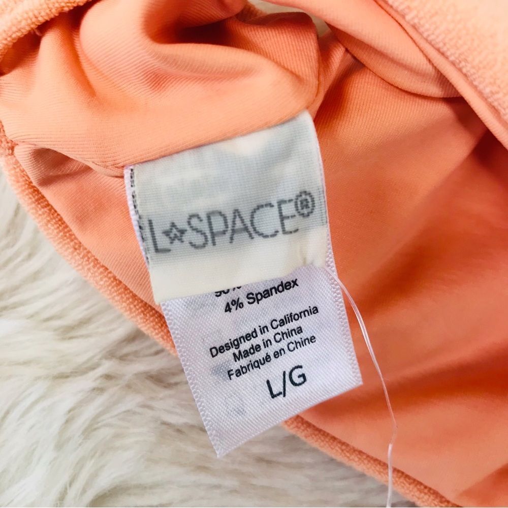 L*SPACE Pastel Peach Terry Cloth Lace Up Bikini Top Dax Terrycloth Large New - Picture 9 of 10